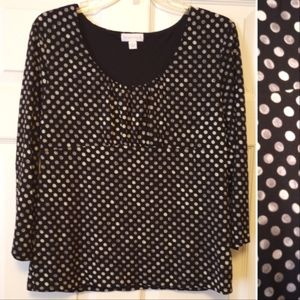 Charter Club polkadot black and white top.XL